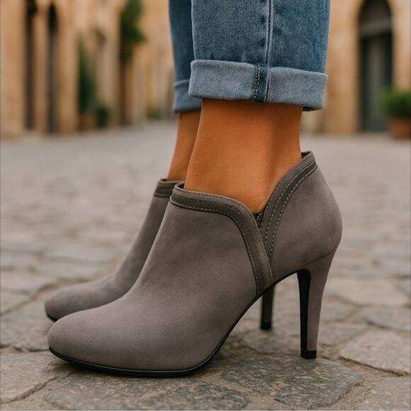 Dexflex Comfort Gray Heel Ankle Booties Size 7 - Picture 1 of 11